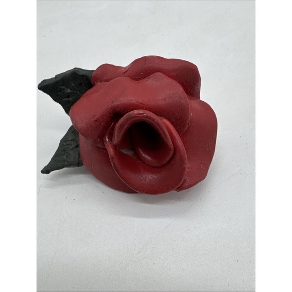None Jewelry - Vtg‎ Brooch-Red Rose-Estate 1960s